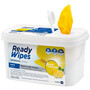 CleaningBox 5-in-1 Compostable ReadyWipes Sanitary & Bathroom 50s Dispenser box yellow, 30x30 cm