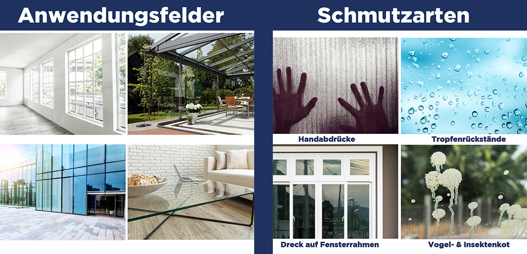 Schmutzarten CleaningBox ReadyWipes Glas und Fenster